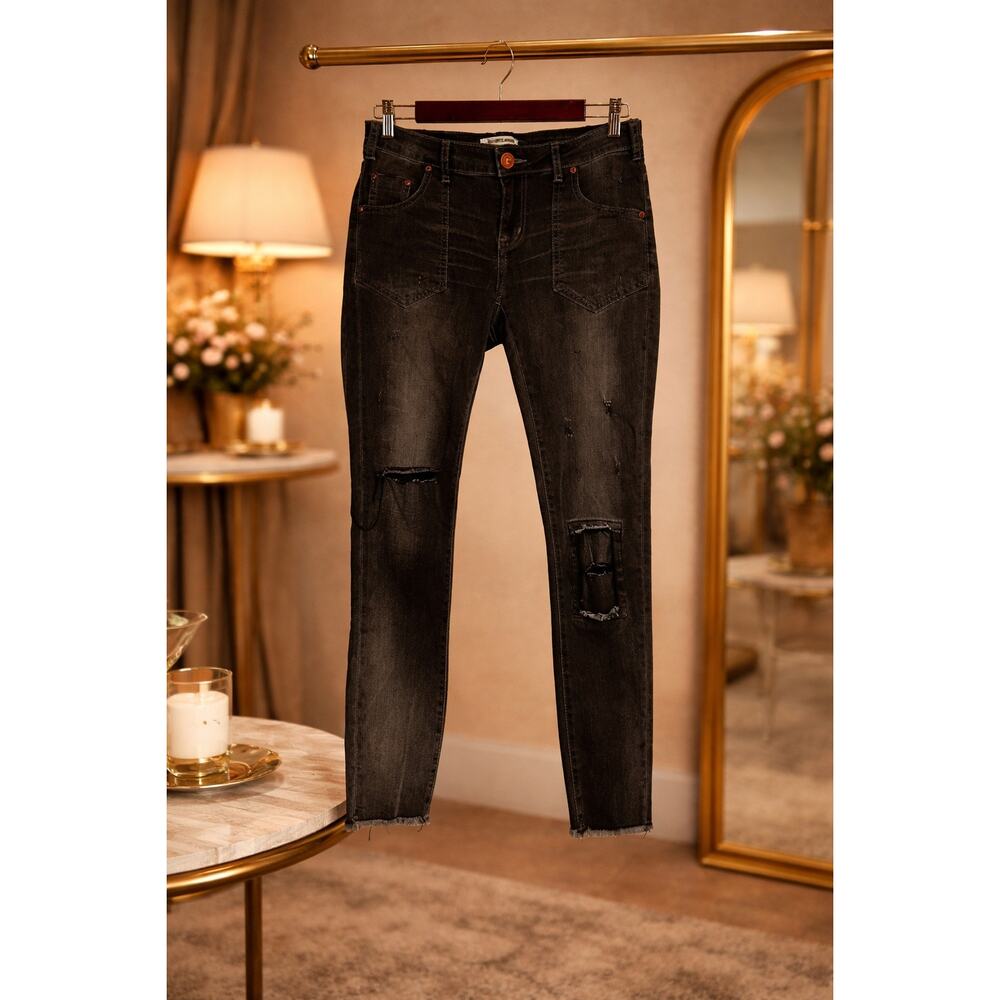 One Teaspoon Freebird II Black Distressed Low Rise Jeans Size 29 Festival Fun